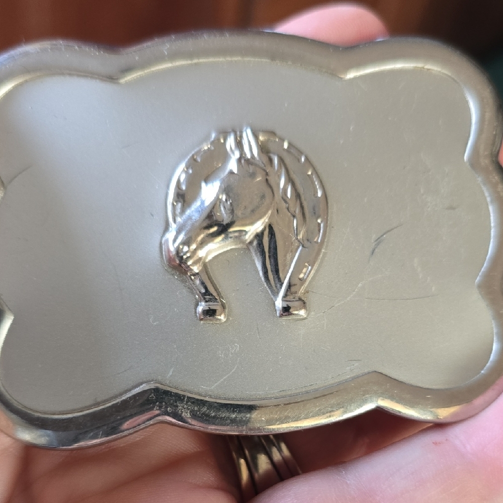 Silver Horse Head Belt Buckle